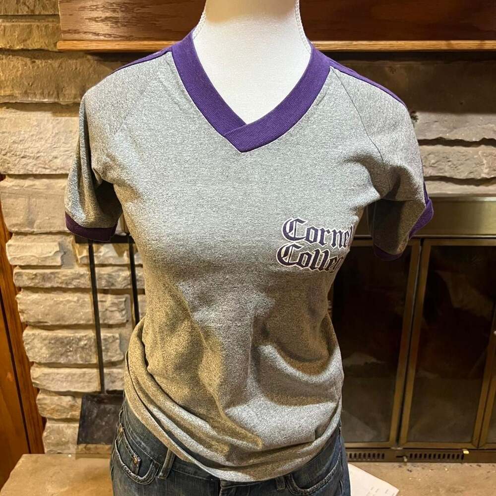Logo 7 Cornell College V-Neck Ringer Tee